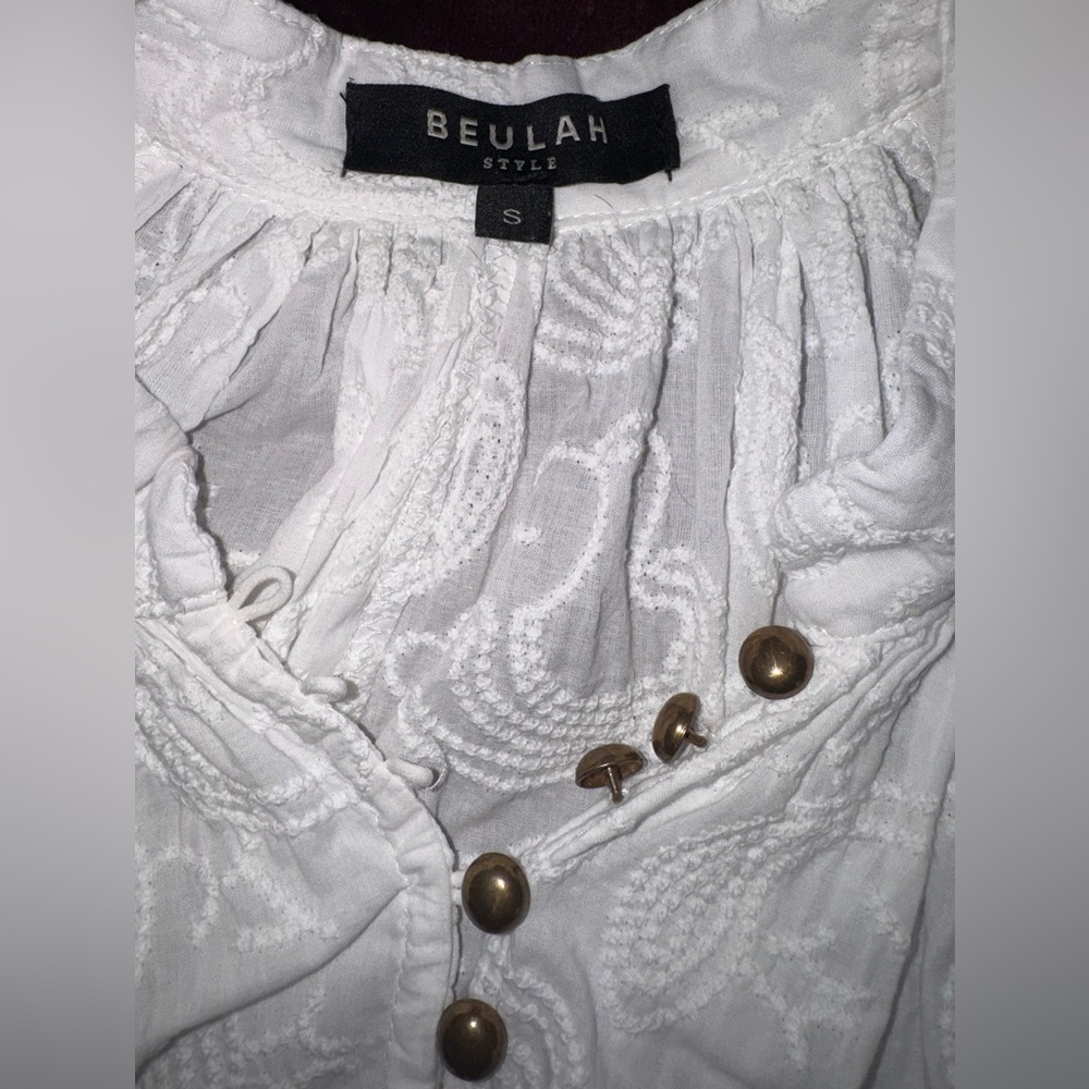 Beulah styles White Button-Down Blouse - image 7